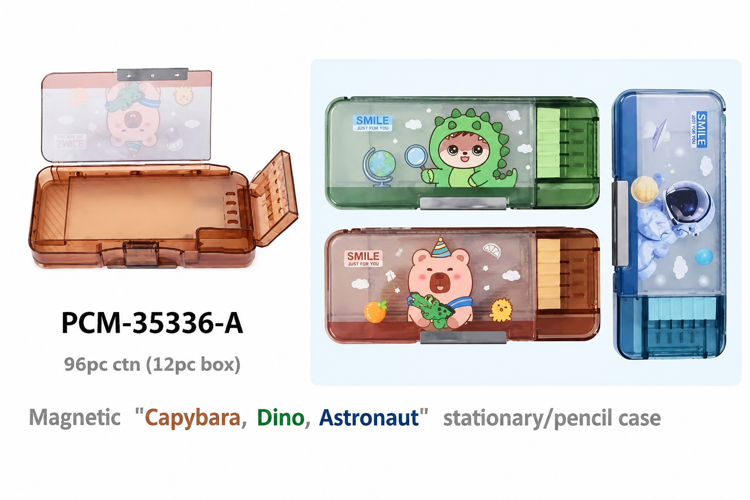 MAGNETIC PENCIL BOX FOR KIDS , SPACE,CAPYBARA,DINO THEME PENCIL CASE