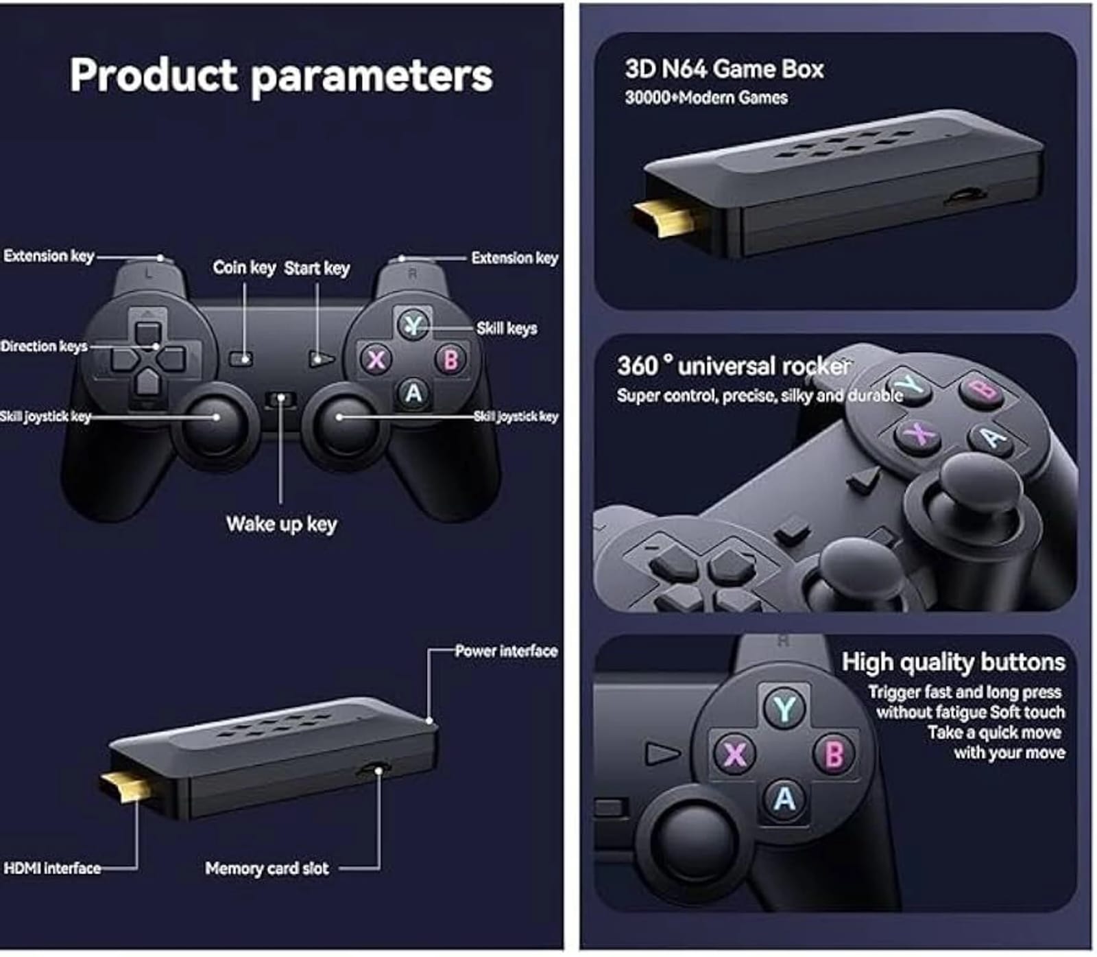 RETROGOODS Game Stick Lite 4K HDMI Retro Game Console, 20000+ Classic Games, 2 Wireless Controllers, Plug & Play TV Video Game System