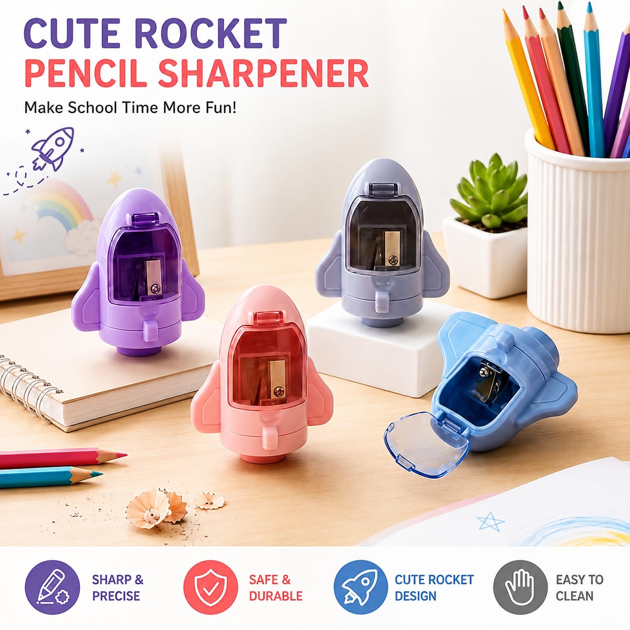 Cute Rocket Pencil Sharpener