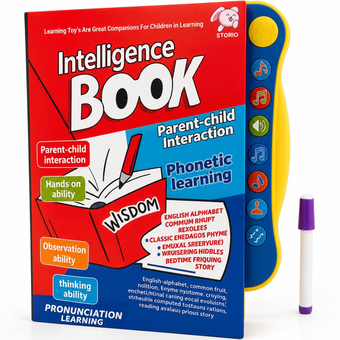 Interactive Educational Intelligence Learning Book for Kids | Electronic Talking Phonics & Alphabet Book with Sound, Music & Pronunciation Learning | Parent-Child Interactive Learning Toy with Stylus Pen