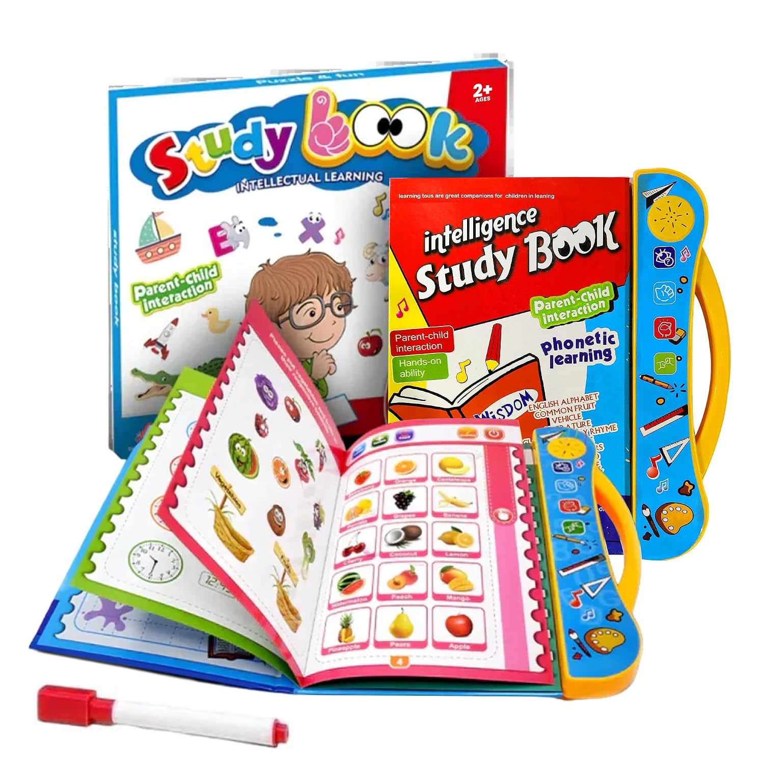 Interactive Electronic Learning Book for Kids, Educational Study Book with Sound Pen, Phonics, Alphabet, Fruits, Animals & Parent-Child Learning Activities