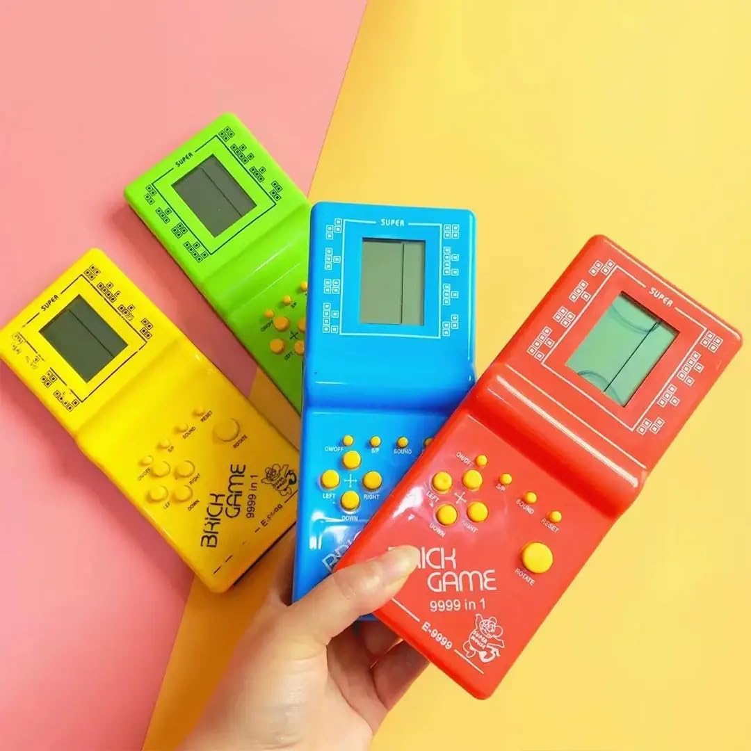 9999-in-1 Brick Game Handheld Electronic Game Console, Portable Retro Video Game Player with LCD Screen, Sound & Buttons for Kids and Adults