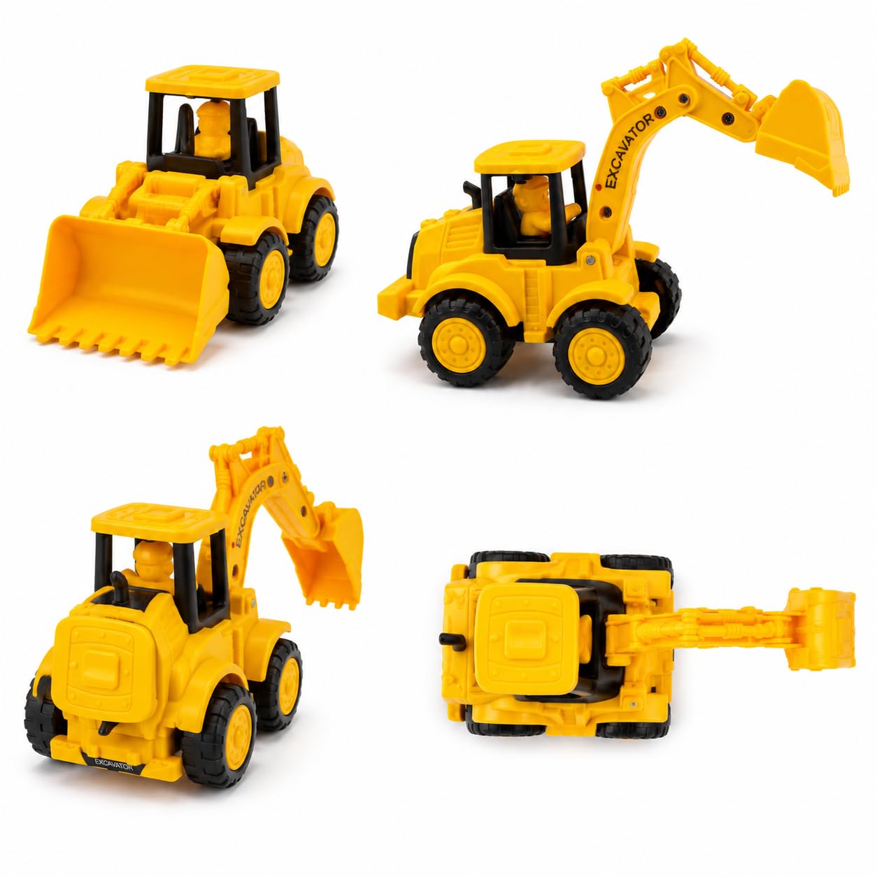 Mini Excavator Construction Vehicle Toy, 7 cm Pull Back Engineering Truck with Movable Scoop & Bucket, Realistic Building Site Toy for Kids