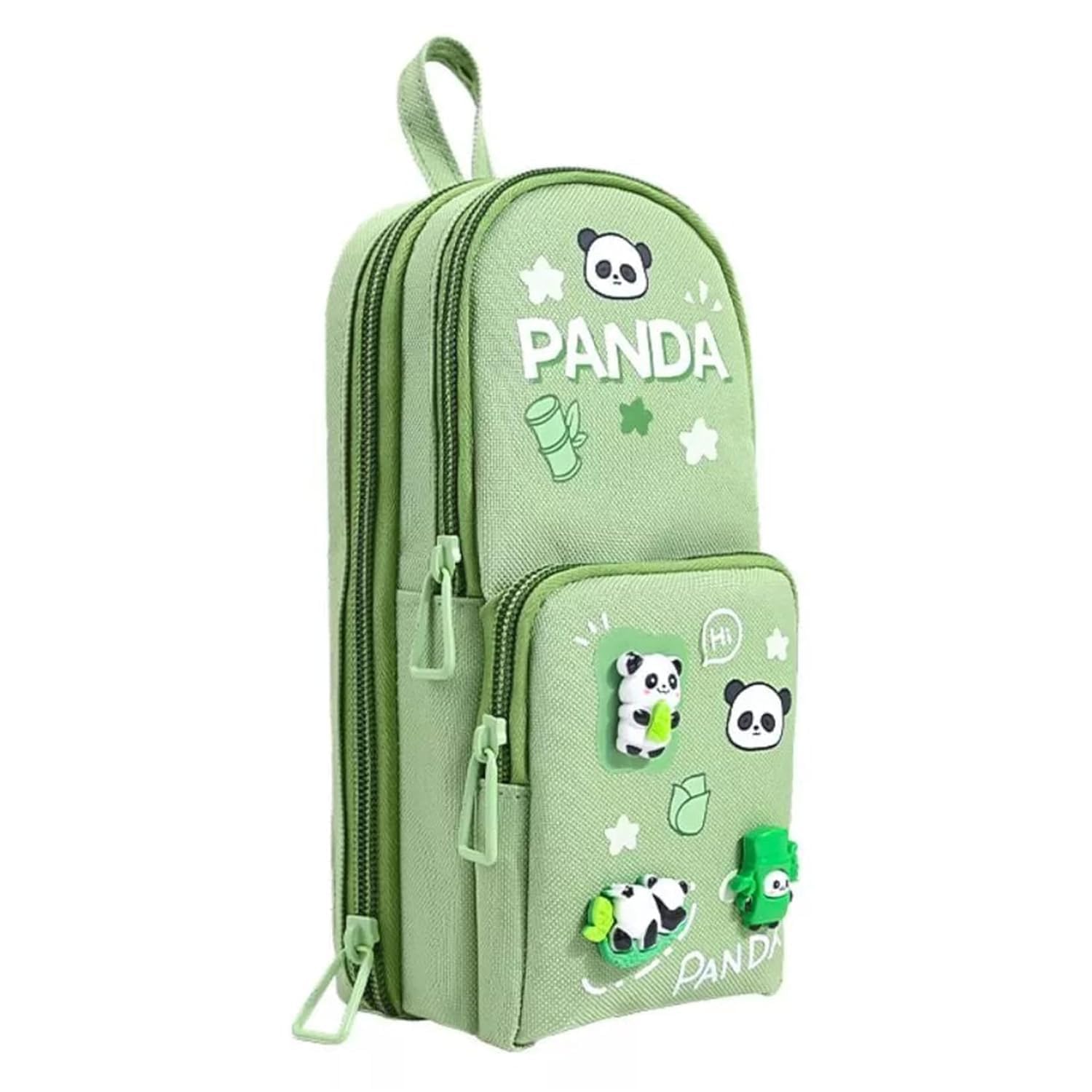 Cute Panda Pencil Case for Kids | 3-Zip Large Capacity Pencil Pouch with Cartoon Animal Design | Portable Stationery Organizer for School, College & Office