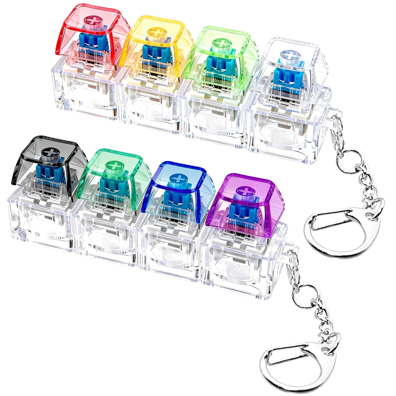 Mini Colorful Keychain Set | Cute Transparent Key Ring Accessories for Keys, Bags, Backpacks & Pencil Pouches | Lightweight Decorative Keychain for Kids & Students
