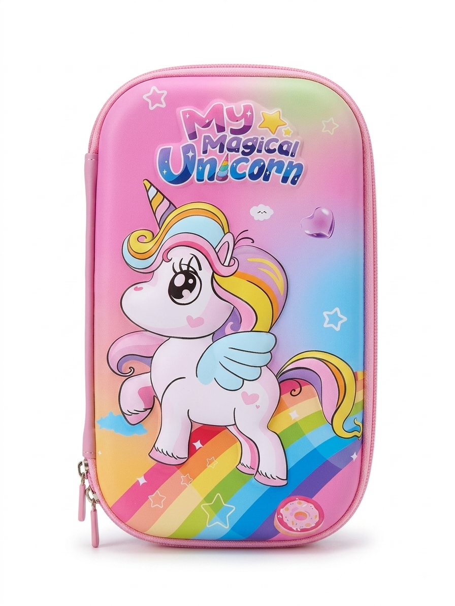 3D Unicorn Pencil Case for Girls, Cute Cartoon Zipper Pencil Box & Spacious Stationery Organizer, Colorful Pen Pouch for Pens, Pencils, Erasers, Sharpeners & School Supplies