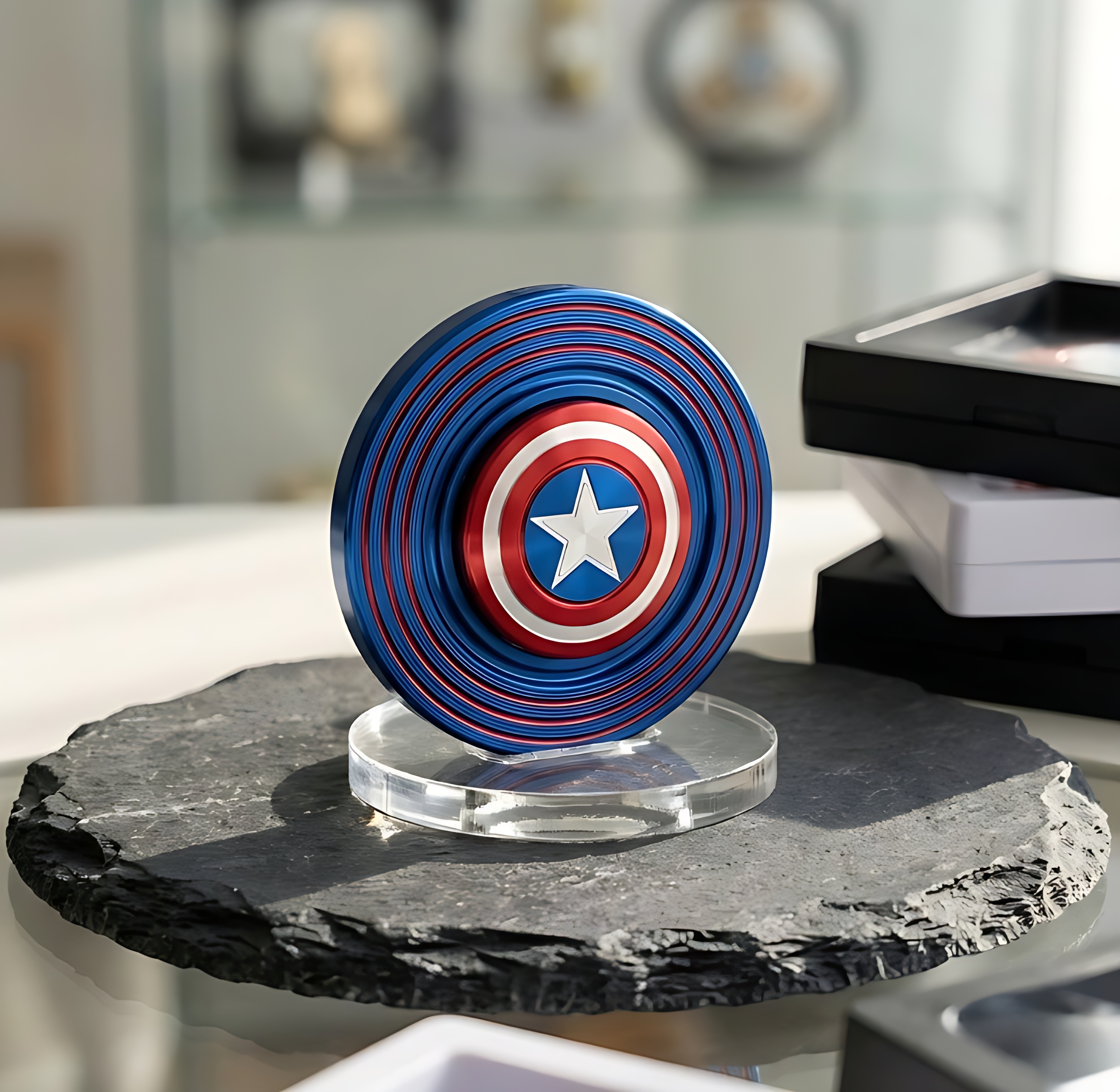 Captain America Shield Fidget Spinner Toy | Superhero Spinning Desk Toy for Kids