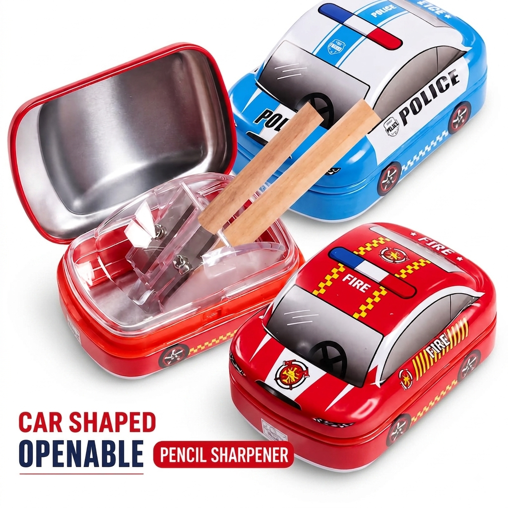 Car Shaped Pencil Sharpener with Storage Box, Manual Pencil Cutter for Kids, School & Stationery Use