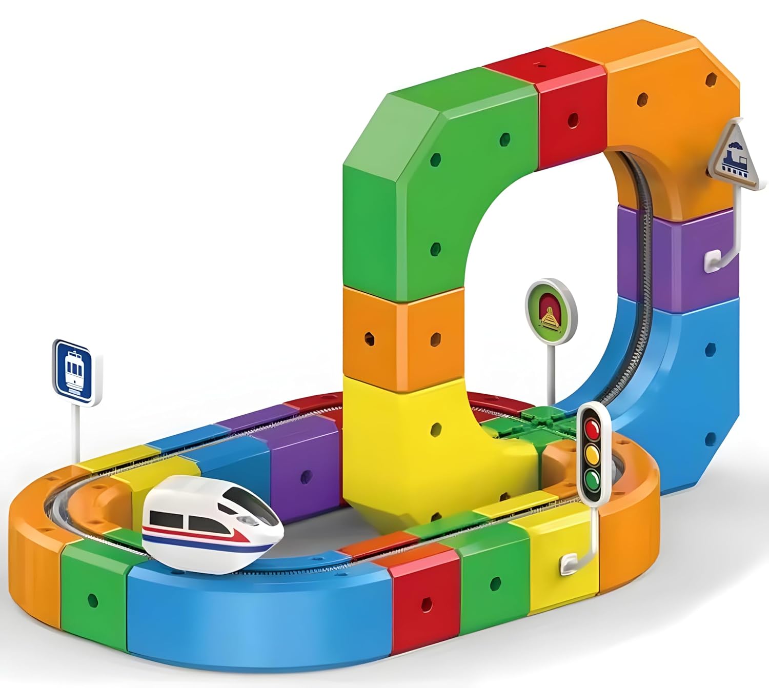 DIY Cube Track Magnetic Building Blocks Toy with Train – Creative Educational Construction Set for Kids 3+ 🚂🧩