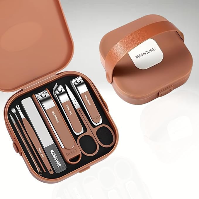 8-in-1 Manicure Pedicure Kit with Stainless Steel Nail Clippers & Portable Travel Case
