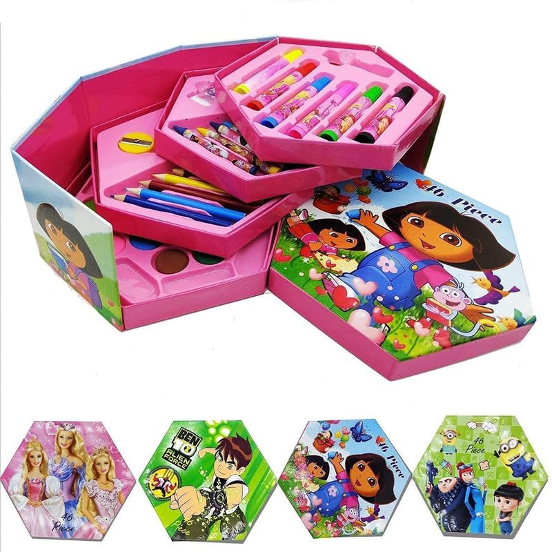 46-Piece Kids Art & Drawing Set with Crayons, Sketch Pens, Pencils & Color Box