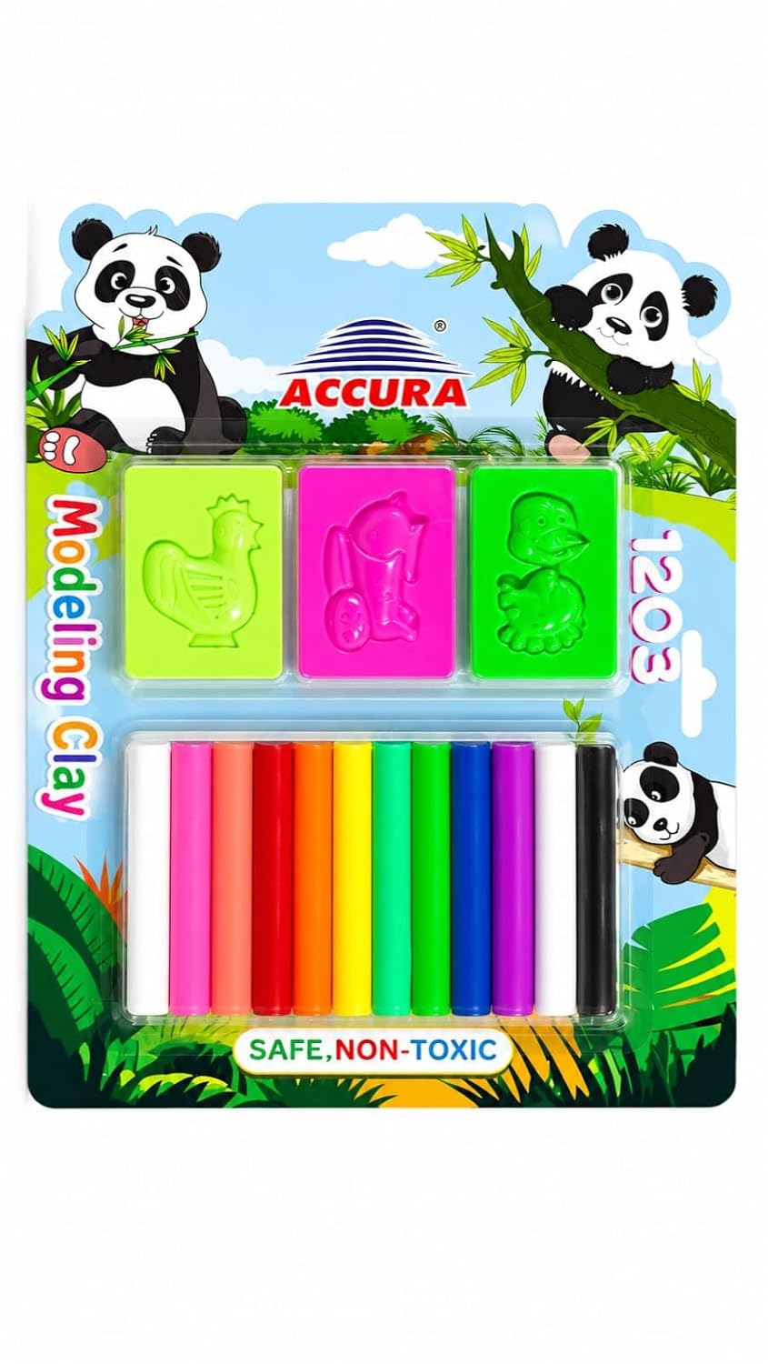Kids Modeling Clay Set, 12 Bright Non-Toxic Colours for Drawing, Craft & Creative Play