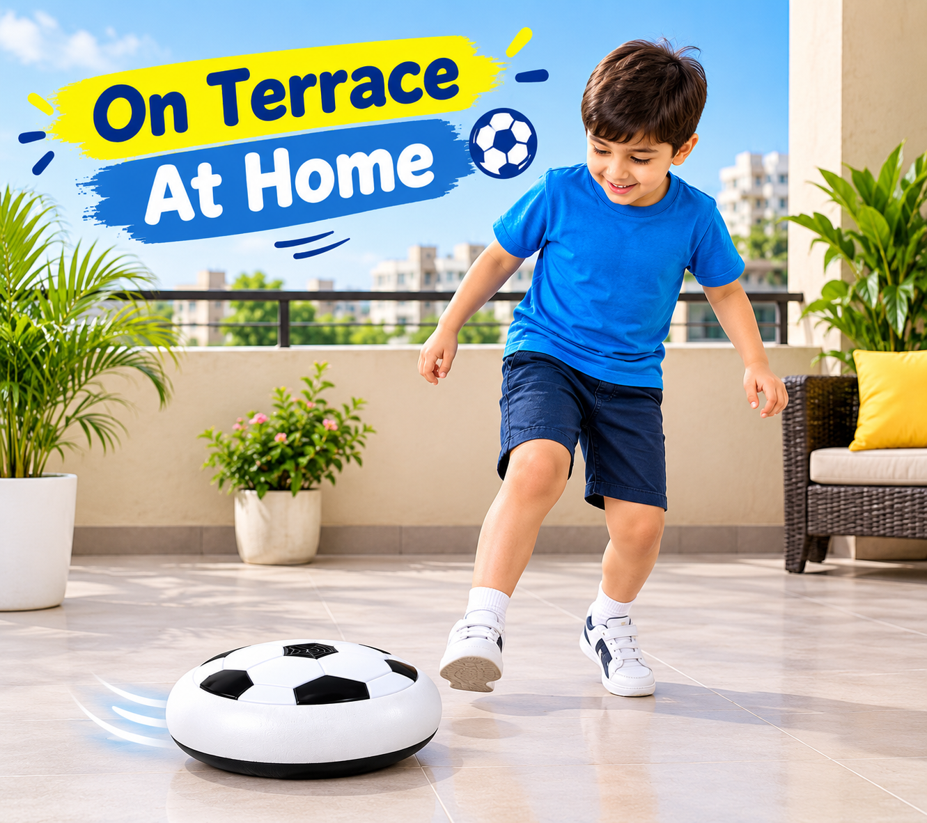 MadioKidz LED Hover Football for Kids | Indoor Air Soccer Hover Ball | Lightweight Floating Football Toy | Fun Sports Game for Boys & Girls | Indoor & Home Play