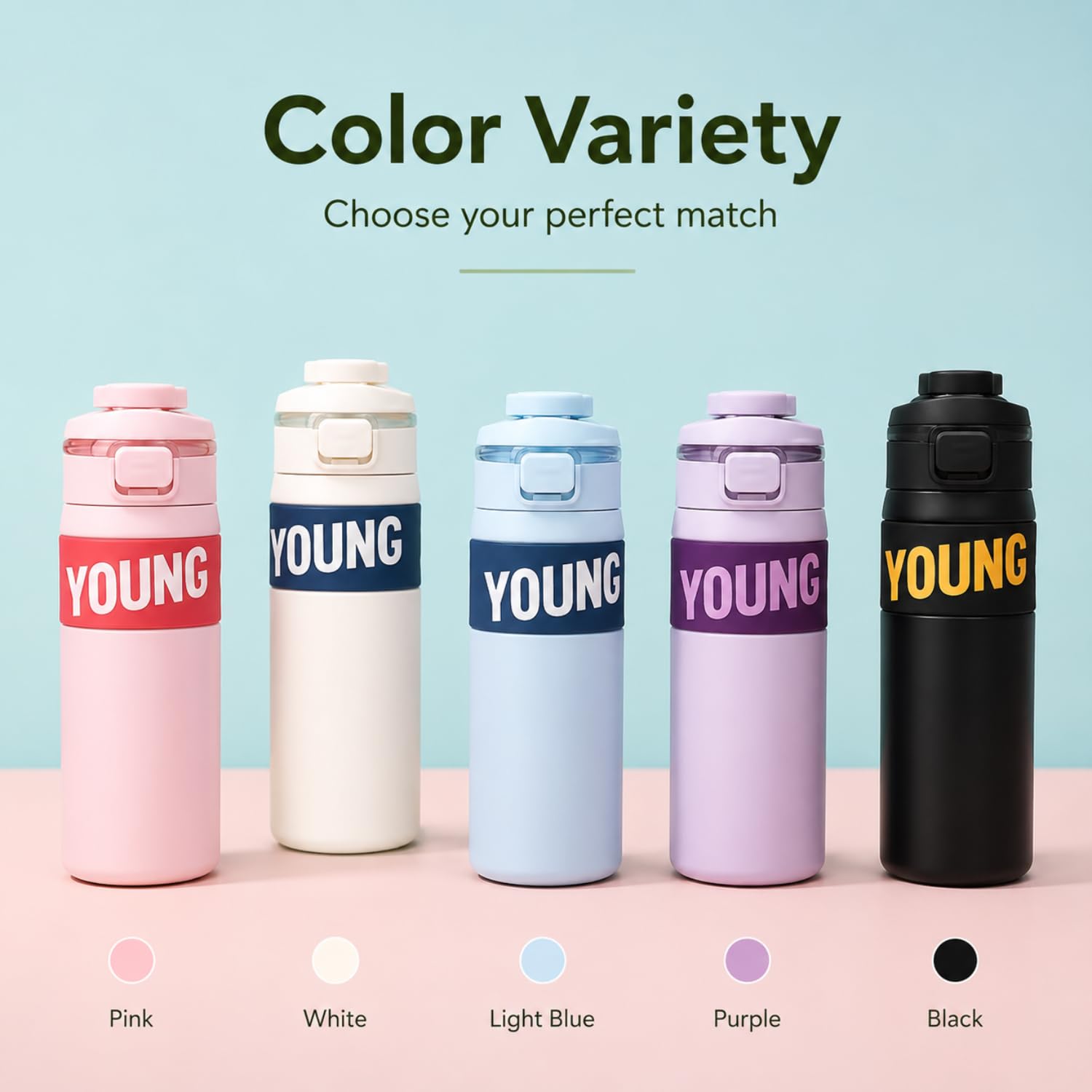 Stainless Steel Water Bottle with Flip-Top Lid | Leak-Resistant Reusable Metal Drinking Bottle for School, Office, Gym, Sports & Travel